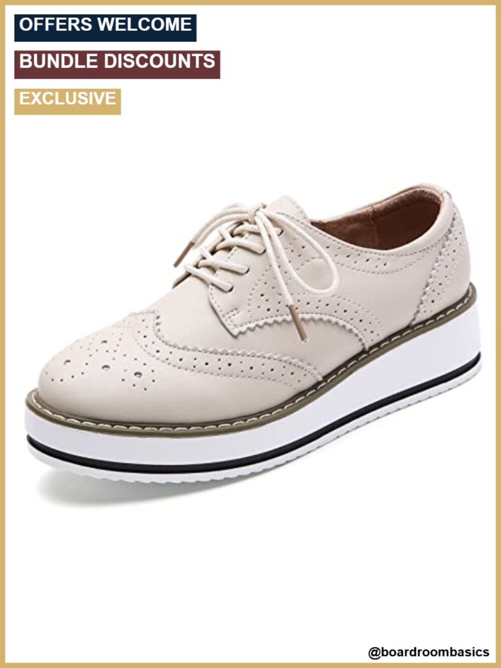 Women's Platform Lace-Up Wingtips Square Toe Oxfords Shoes Brogues